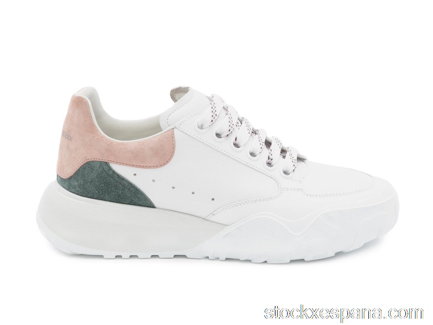 Outlet Alexander McQueen Court Trainer White Taffy Blue Shell Pink (W) 633914WIA9C9914