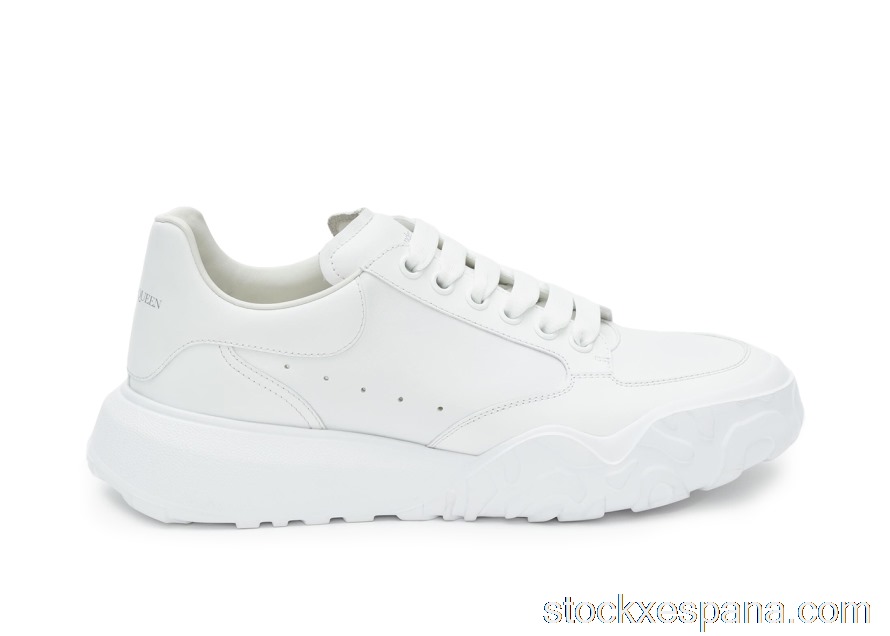 Outlet Alexander McQueen Court Trainers White Leather 634619WIA989000