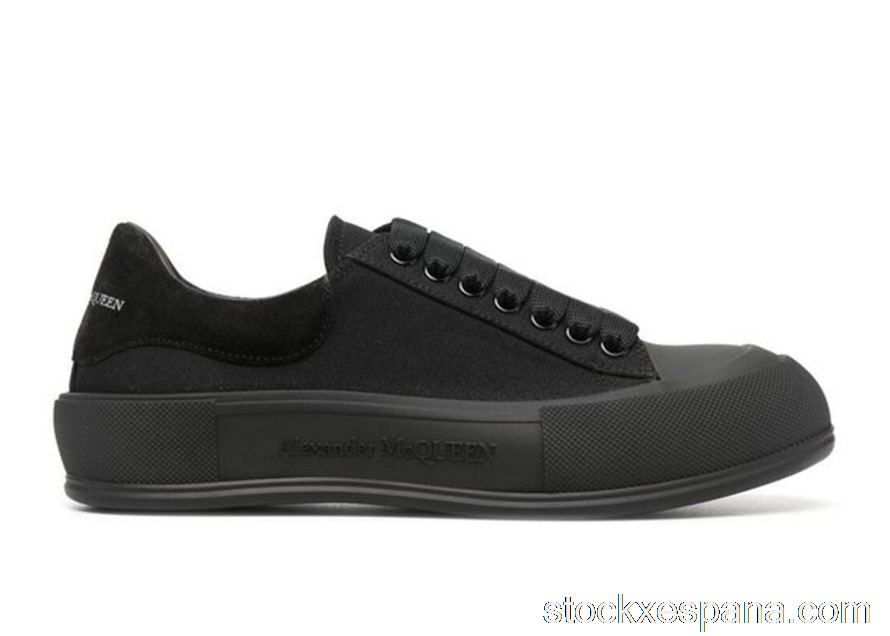 Outlet Alexander McQueen Deck Skate Plimsoll Lace-Up Triple Black 654594W4MV71000