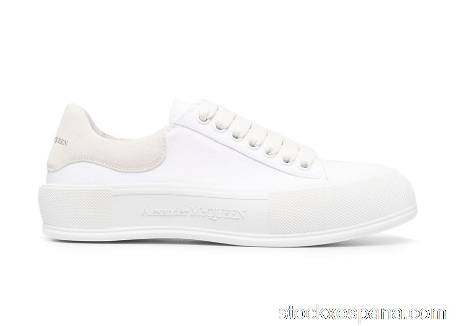Outlet Alexander McQueen Deck Skate Plimsoll Lace-Up White (W) 654593W4MV79000