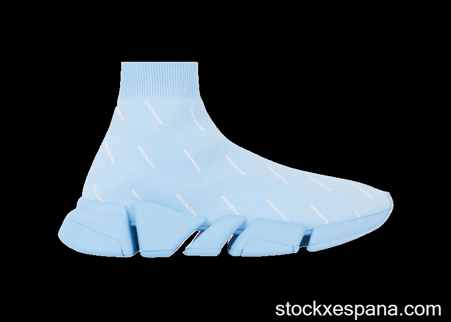 Outlet Balenciaga All Over Logo Speed 2.0 Light Blue (W) 617196W2DBO4122