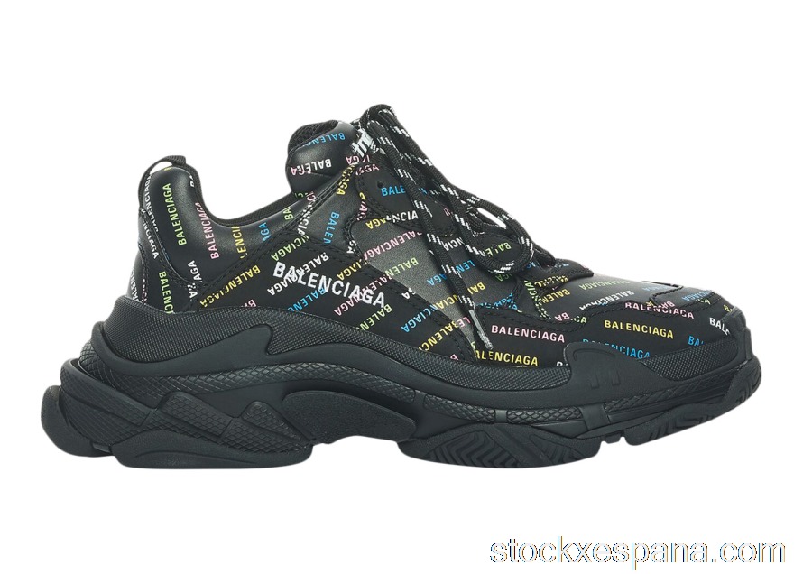 Outlet Balenciaga Triple S AllOver Logo Black Multicolor 536737W2FA81083