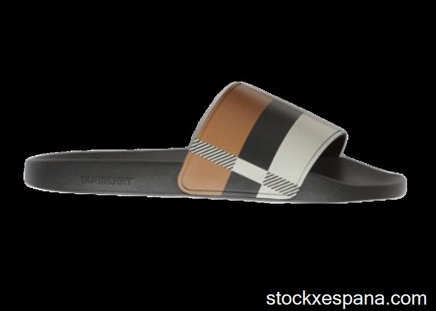 Outlet Burberry Embossed Logo Slides Camel Check 80436721
