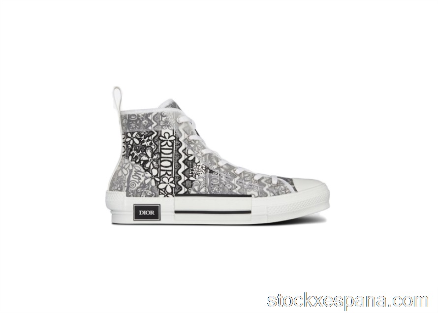 Outlet Dior And Shawn B23 High Top Black White Embroidery 3SH118ZCO_H169